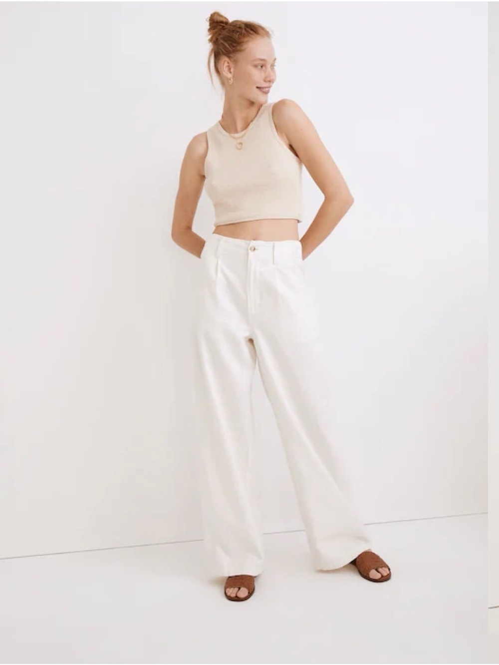 Madewell Cream Wide-Leg Pants